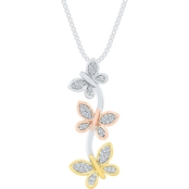 Sterling Silver and 10K Yellow, Rose Gold 1/6 CTW Fashion Necklace 18 in.