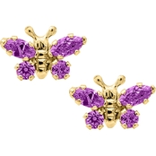 Kids February Birthstone Butterfly Earrings