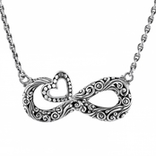 Robert Manse Designs Sterling Silver Infinity and Heart Necklace 16 + 1 in. Ext.