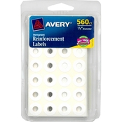 Avery White Self Adhesive Reinforcement Labels, .25 in. Round, 560 pk.