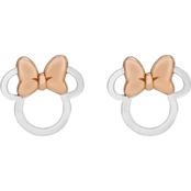 Disney Sterling Silver Minnie Stud Earrings with Rose Gold Tone Bow