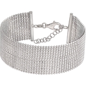 Sterling Silver Multi Strand Diamond Cut Bead Bracelet