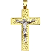 10K Two Tone Gold Crucifix Charm