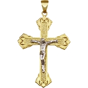 10K Gold Two Tone Crucifix Charm