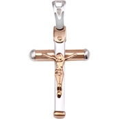 14K Rose And White Gold Crucifix Charm