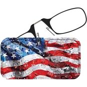 Thin Optics 2.0 Readers with Black Frames and U.S. Flag Collage Case