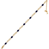 14K Yellow Gold Over Sterling Silver Blue Sapphire and Lab White Sapphire Bracelet