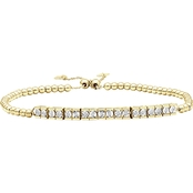 14K Yellow Gold Over Sterling Silver Diamond Accent Bolo Bracelet