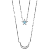 Enchanted Disney Silver Diamond and Swiss Blue Topaz Jasmine Moon Star Necklace