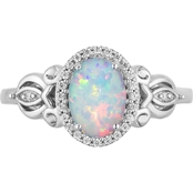 Enchanted Disney 1/10 CTW Diamond and Lab Created Opal Cinderella Carriage Ring
