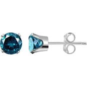 14K White Gold 1/2 CTW Blue Diamond Stud Earrings