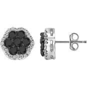 Sterling Silver 1 CTW Diamond Flower Earrings