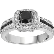 Sterling Silver 1 CTW Black and White Diamond Bridal Ring