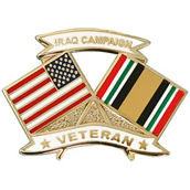 Mitchell Proffitt American and Iraq Campaign Ribbon Veteran Crossed Flags Lapel Pin
