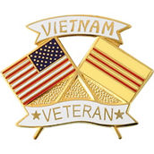 Mitchell Proffitt American Flag and Vietnam Veteran Ribbon Crossed Flag Lapel Pin