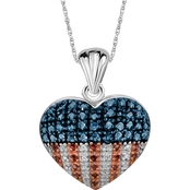 Sterling Silver 1/3 CTW Multicolor Diamond Patriotic Heart Pendant