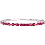 Sofia B. Oval Cut Created Ruby Bangle in Sterling Silver