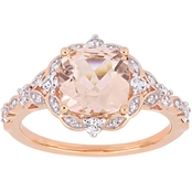 Sofia B. 14K Rose Gold Morganite White Sapphire Diamond Accent Vintage Ring