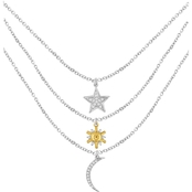 She Shines 14K Gold Over Sterling Silver 1/10 CTW Diamond Sun Moon Star Necklace