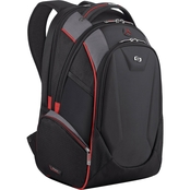 Solo Launch 17.3 in. Backpack, Black/Gray with Red Trim
