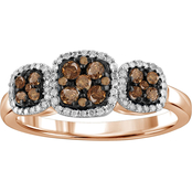 10K Rose Gold 1/2 CTW Champagne and White Diamond Ring
