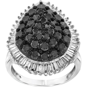 Sterling Silver 3 CTW Black and White Diamond Band Ring