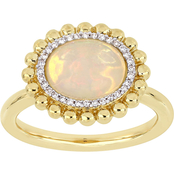 Sofia B. 14K Yellow Gold 1/10 CTW Diamond and Ethiopian Opal Halo Ring