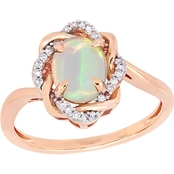 Sofia B. 10K Rose Gold 1/10 CTW Diamond and Ethiopian Opal Ring