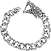Robert Manse Designs Silver and 18K Gold Dragon Bracelet with Red Sapphire Eyes