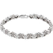 Sterling Silver 1/10 CTW Diamond Heart and X Bracelet