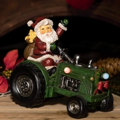 Alpine Santa on Tractor Decor with Color Changing LED Lights