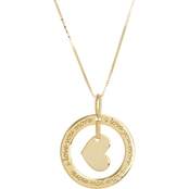 10K Yellow Gold I Love You More Circle with Heart Necklace