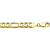 14K Yellow Gold 7mm Solid Figaro Bracelet