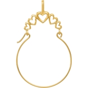 14K Yellow Gold Polished 5 Heart Charm Holder