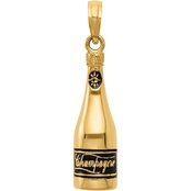 14K Yellow Gold Polished 3D Enameled Champagne Bottle Charm