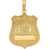 14K Yellow Gold Large Police Badge Charm