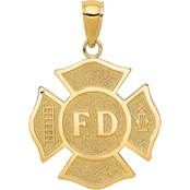 14K Yellow Gold Fire Department Badge Charm