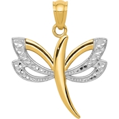 14K Yellow Gold and Rhodium Dragonfly Charm