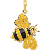 14K Yellow Gold Enameled Bumblebee Charm
