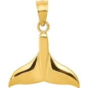 14K Yellow Gold Small Whale Tail Charm with Open Back