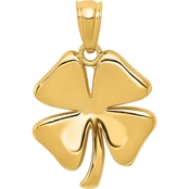 14K Yellow Gold Polished Four Leaf Clover Charm