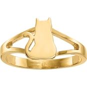 14K Polished Cat Ring, Size 6