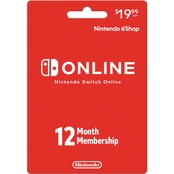 Nintendo Switch Online $19.99 12 Month Membership Card