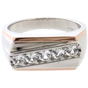 14K Gold Over Sterling Silver Channel Set Created White Sapphire Band