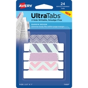 Avery Ultra Tabs Repositionable Margin Tabs, 2-1.5 x 1 in., Fashion, 24 Tabs
