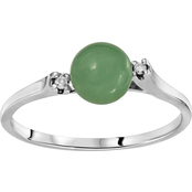 Green Jade and Diamond Ring
