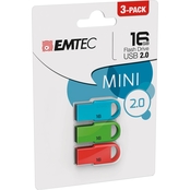 EMTEC 16GB USB 2.0 D252 Mini Flash Drives 3 pk.