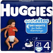 Huggies OverNites Diapers, Size 4 (22-37 lb.), 21 ct.