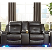 Signature Design by Ashley Kempten Double Reclining Loveseat with Console