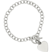 Sterling Silver Polished Heart Charm Bracelet